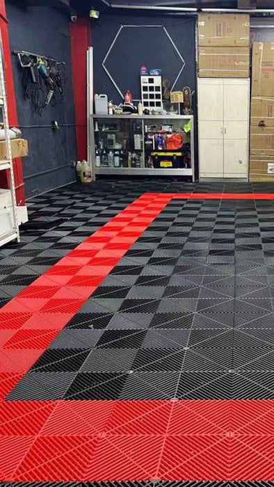 Garage Tile <b>Corner</b> for Interlocking Polypropylene Flooring | DECKO <b>DURANTE</b> (2.4" x 2.4"  x 0.7") - (One Piece)