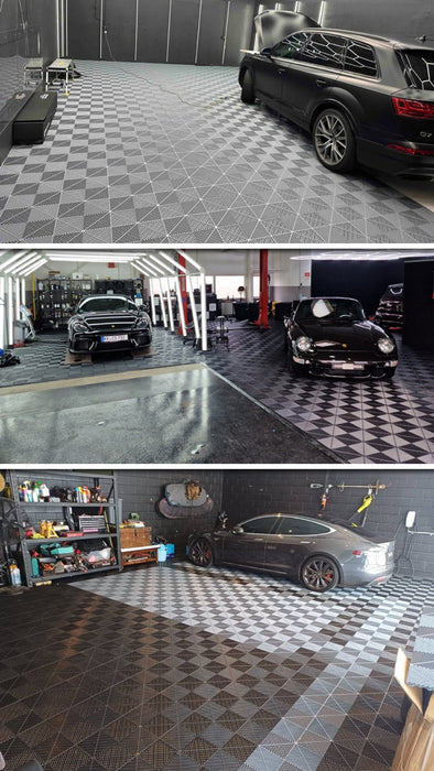 Garage Tile <b>Corner</b> for Interlocking Polypropylene Flooring | DECKO <b>DURANTE</b> (2.4" x 2.4"  x 0.7") - (One Piece)