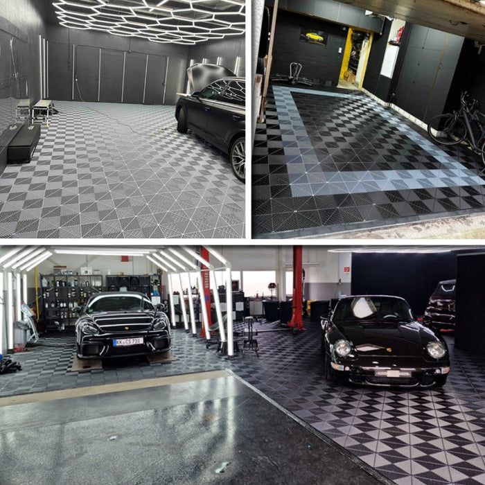 Garage Tile <b>Corner</b> for Interlocking Polypropylene Flooring | DECKO <b>DURANTE</b> (2.4" x 2.4"  x 0.7") - (One Piece)