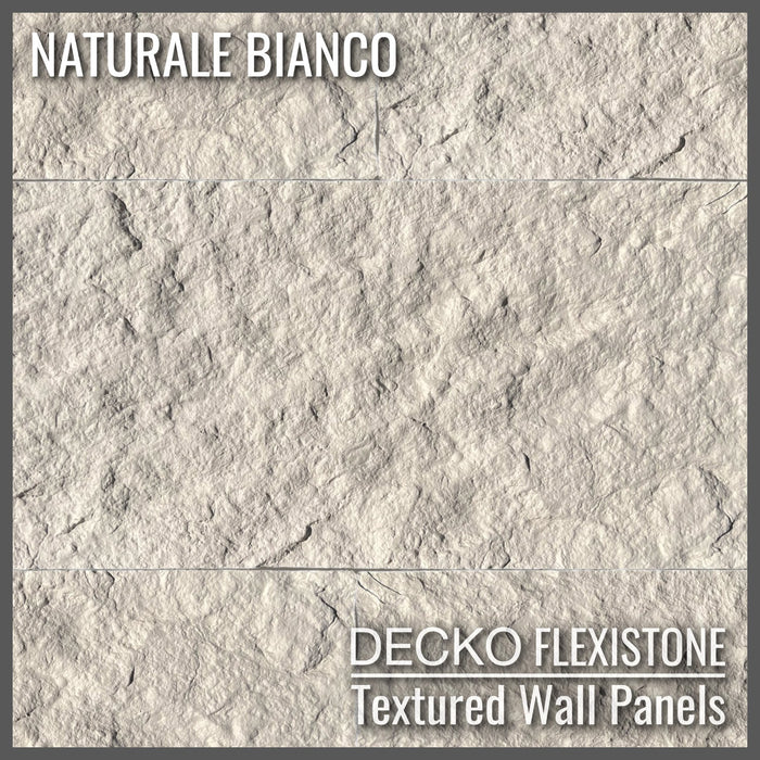 DECKO Flexistone Textured Stone Wall Panels - NATURALE BIANCO - Boxes of 23.6"x11.8" OR 47.2"x23.6" Panels
