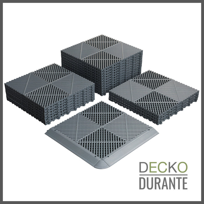 Garage Tile - Interlocking Polypropylene Flooring | DECKO <b>DURANTE</b> (15.8" x 15.8" x 0.7" tile) <b>Select Color</b> - (One Piece)