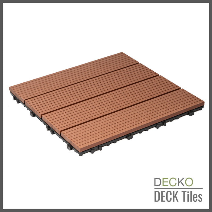 <b>Deck Tiles</b> - Premium WPC Interlocking - Box of 11 tiles = 10.86 sqft | DECKO