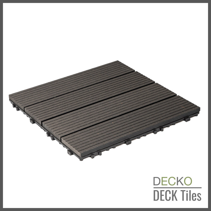<b>Deck Tiles</b> - Premium WPC Interlocking - Box of 11 tiles = 10.86 sqft | DECKO