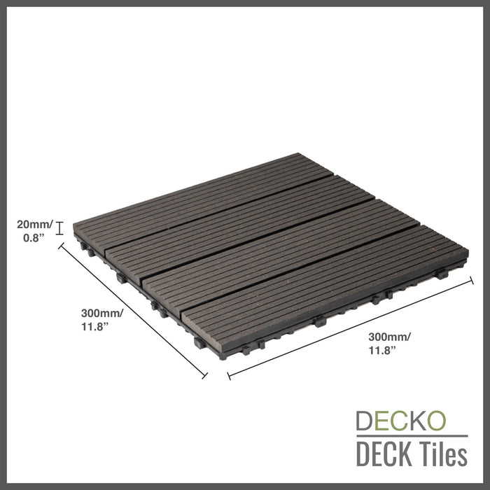 <b>Deck Tiles</b> - Premium WPC Interlocking - Box of 11 tiles = 10.86 sqft | DECKO