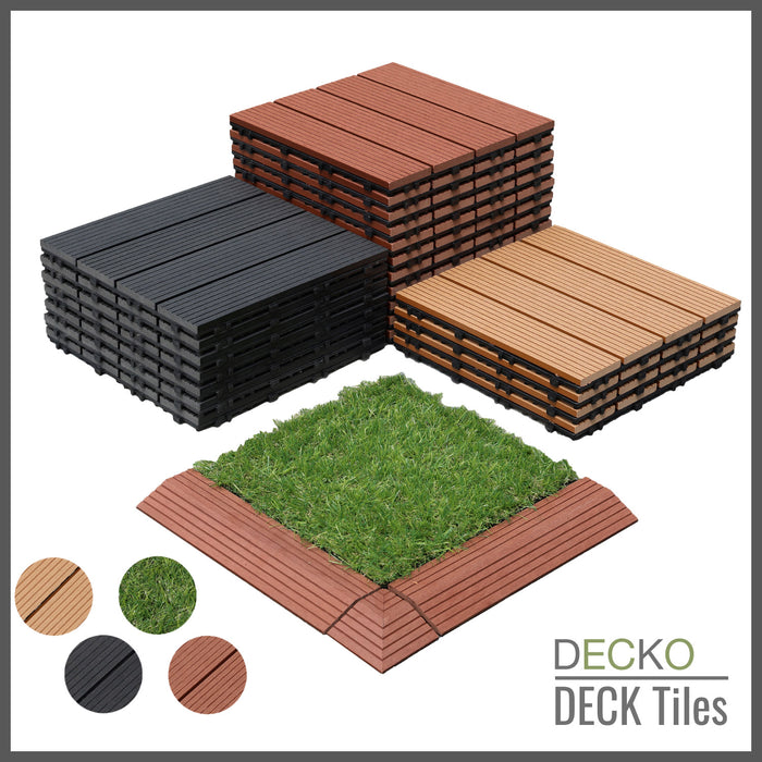 <b>Deck Tiles</b> - Premium WPC Interlocking - Box of 11 tiles = 10.86 sqft | DECKO