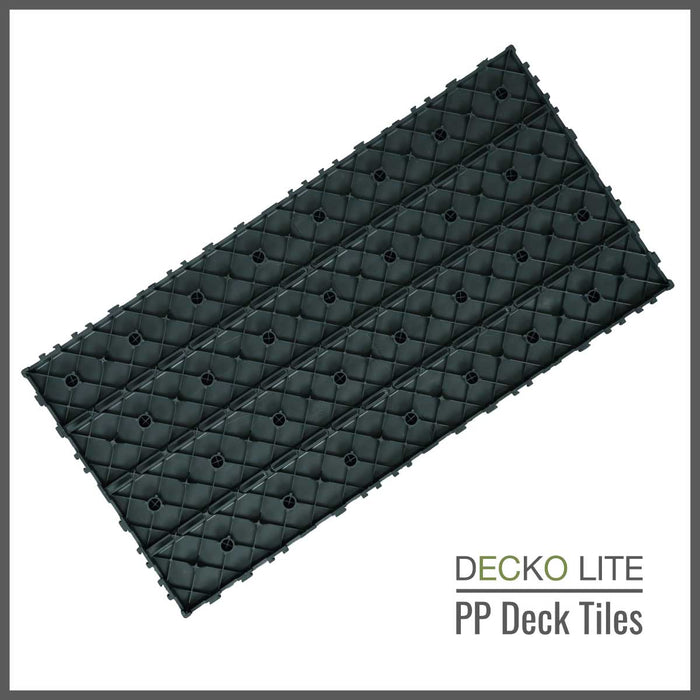 Deck Tiles - <b>GREYSLAT</b> - Interlocking PP Flooring, with Recycled Premium Polypropylene | DECKO Lite - (24" x 12" x 0.78" tile) - (One Piece)