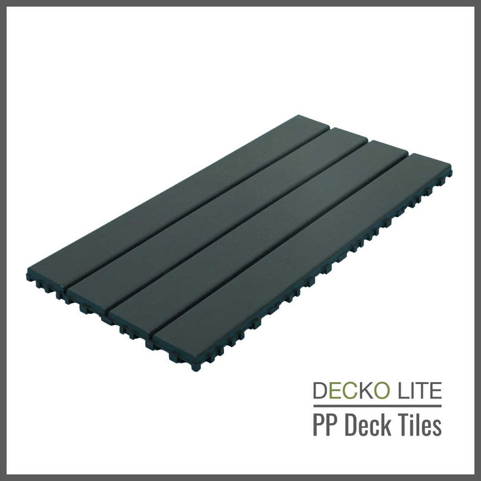 Deck Tiles - <b>GREYSLAT</b> - Interlocking PP Flooring, with Recycled Premium Polypropylene | DECKO Lite - (24" x 12" x 0.78" tile) - (One Piece)