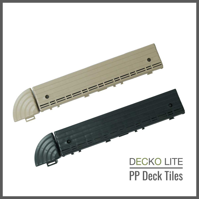 Deck Tiles <b>Ramp Edge</b> for Interlocking PP Flooring - Premium, with Recycled Polypropylene | DECKO Lite (12" x 2.36" x 0.78") - (One Piece)