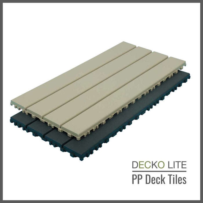 Deck Tiles - <b>GREYSLAT</b> - Interlocking PP Flooring, with Recycled Premium Polypropylene | DECKO Lite - (24" x 12" x 0.78" tile) - (One Piece)