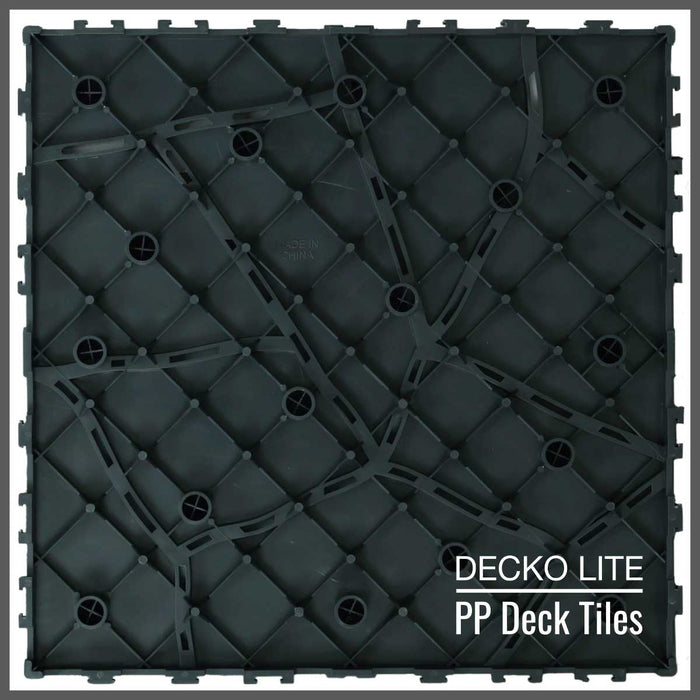 Deck Tiles - <b>GREYSTONE</b> - 1 Box of 44 Interlocking PP Flooring, with Recycled Premium Polypropylene | DECKO Lite (total of 44 sqft!)