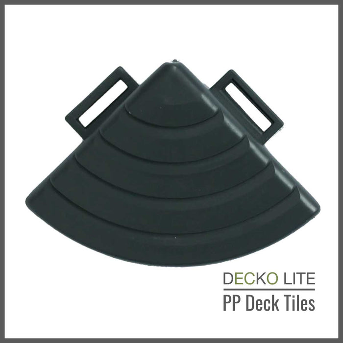 Deck Tiles <b>Corner Ramp Edge</b> for Interlocking PP Flooring - Premium, with Recycled Polypropylene | DECKO Lite (2.36" x 2.36" x 0.78") - (One Piece)