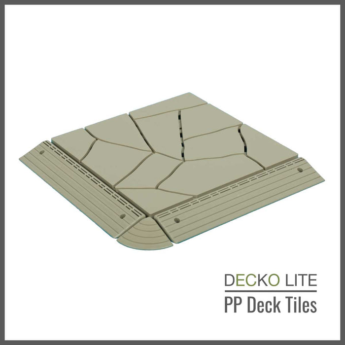 Deck Tiles <b>Ramp Edge</b> for Interlocking PP Flooring - Premium, with Recycled Polypropylene | DECKO Lite (12" x 2.36" x 0.78") - (One Piece)