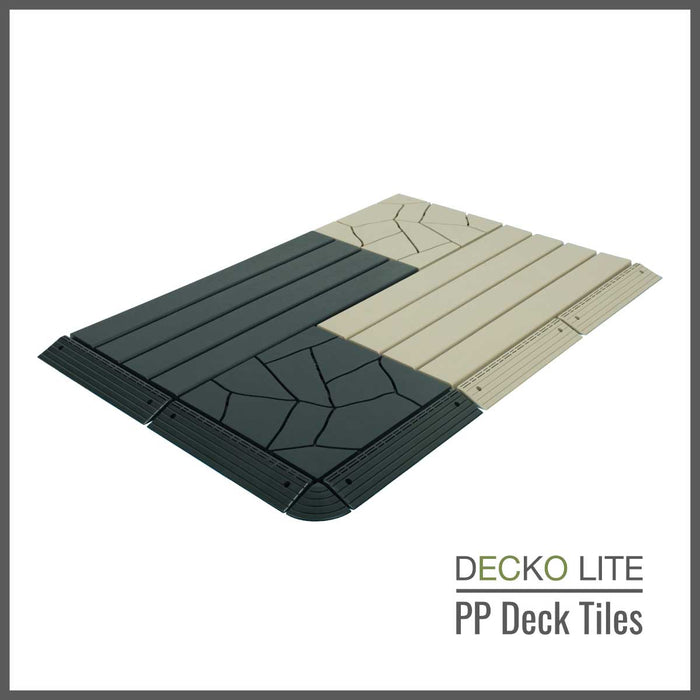 Deck Tiles <b>Ramp Edge</b> for Interlocking PP Flooring - Premium, with Recycled Polypropylene | DECKO Lite (12" x 2.36" x 0.78") - (One Piece)