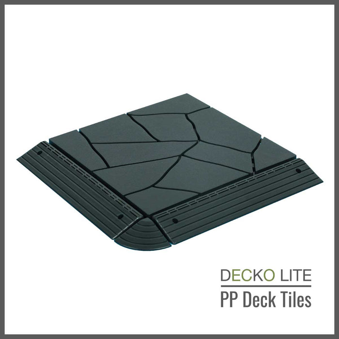 Deck Tiles - <b>GREYSTONE</b> - 1 Box of 44 Interlocking PP Flooring, with Recycled Premium Polypropylene | DECKO Lite (total of 44 sqft!)