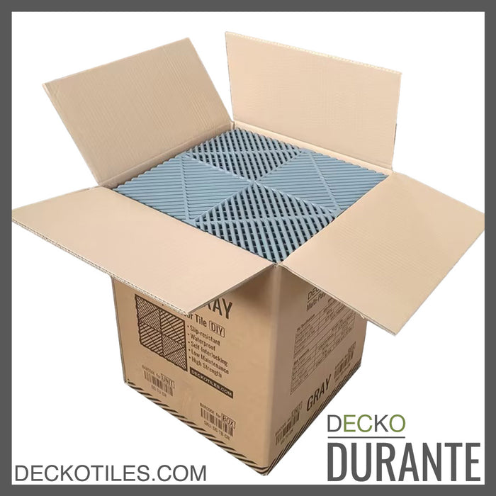 Garage Tile - <b>GREY</b> - Interlocking Polypropylene Flooring | DECKO <b>DURANTE</b> (15.8" x 15.8" x 0.7" tile) - (One Piece)