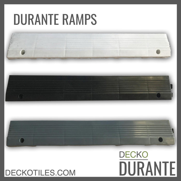 Garage Tile <b>Ramp Edge</b> for Interlocking Polypropylene Flooring | DECKO <b>DURANTE</b> (15.8" x 2.4" x 0.7") - (One Piece)