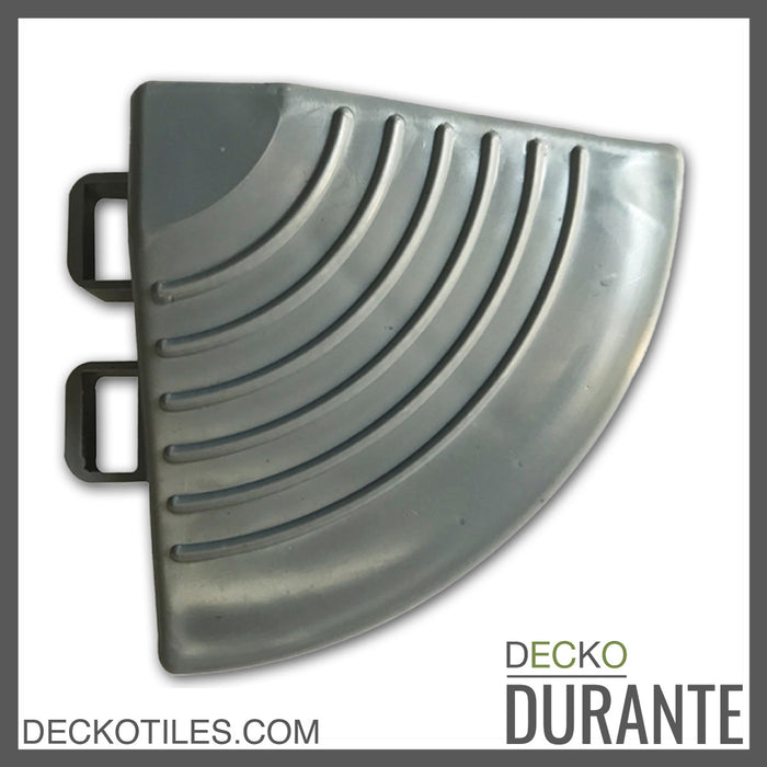 Garage Tile <b>Corner</b> for Interlocking Polypropylene Flooring | DECKO <b>DURANTE</b> (2.4" x 2.4"  x 0.7") - (One Piece)
