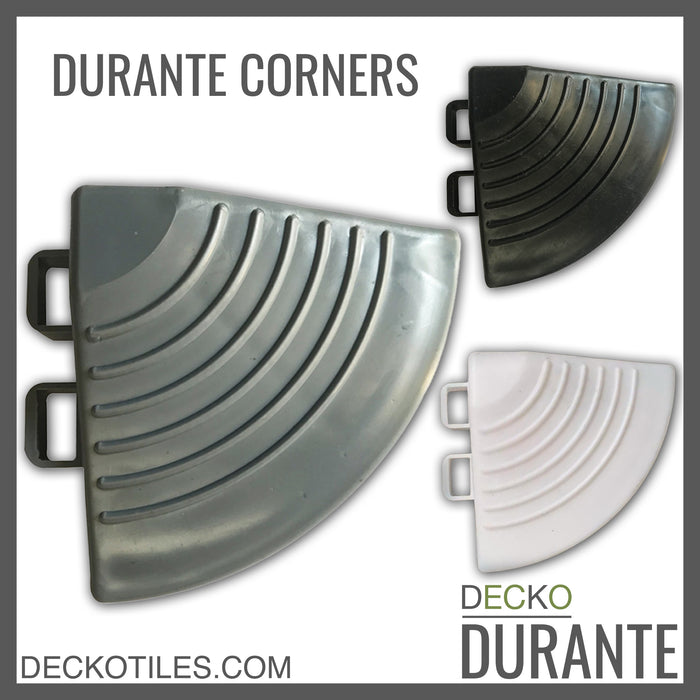 Garage Tile <b>Corner</b> for Interlocking Polypropylene Flooring | DECKO <b>DURANTE</b> (2.4" x 2.4"  x 0.7") - (One Piece)