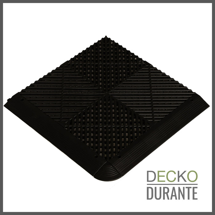Garage Tile - <b>BLACK</b> - Interlocking Polypropylene Flooring | DECKO <b>DURANTE</b> (15.8" x 15.8" x 0.7" tile) - (One Piece)