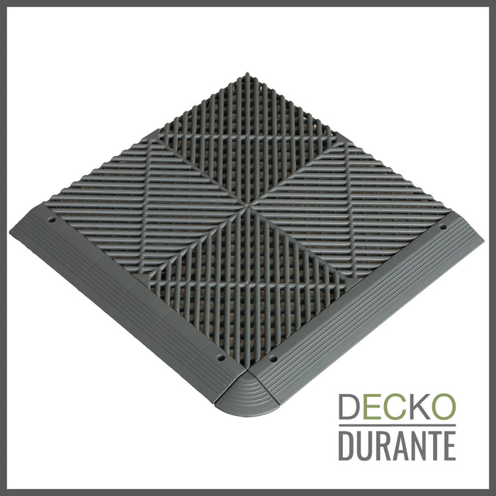 Garage Tile - <b>GREY</b> - Interlocking Polypropylene Flooring | DECKO <b>DURANTE</b> (15.8" x 15.8" x 0.7" tile) - (One Piece)