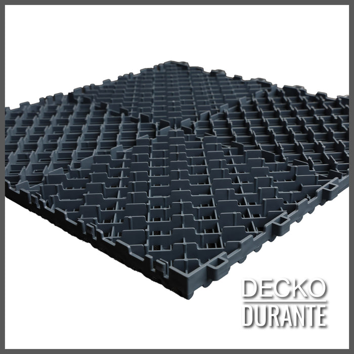 Garage Tile - <b>GREY</b> - Interlocking Polypropylene Flooring | DECKO <b>DURANTE</b> (15.8" x 15.8" x 0.7" tile) - (One Piece)