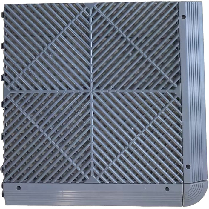 Garage Tile <b>Ramp Edge</b> for Interlocking Polypropylene Flooring | DECKO <b>DURANTE</b> (15.8" x 2.4" x 0.7") - (One Piece)
