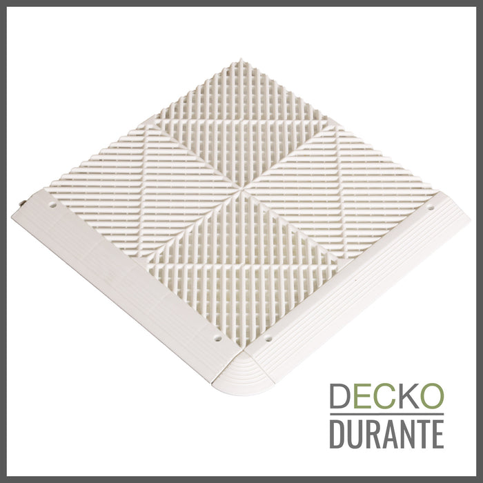 Garage Tile - <b>WHITE</b> - Interlocking Polypropylene Flooring | DECKO <b>DURANTE</b> (15.8" x 15.8" x 0.7" tile) - (One Piece)