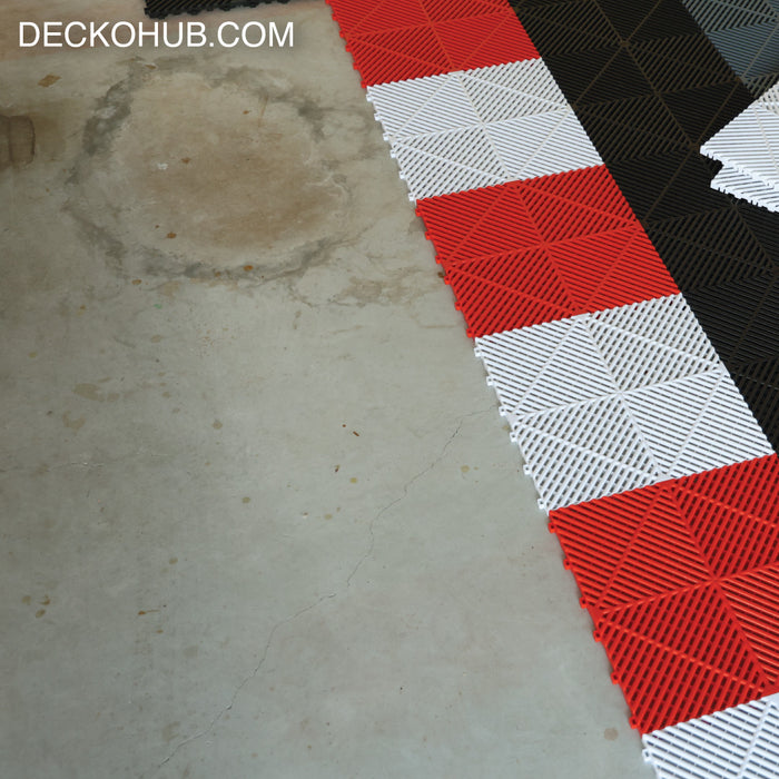 Garage Tile - <b>RED</b> - Interlocking Polypropylene Flooring | DECKO <b>DURANTE</b> (15.8" x 15.8" x  0.7" tile) - (One Piece)