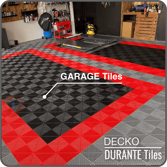 Garage Tile - Interlocking Polypropylene Flooring | DECKO <b>DURANTE</b> (15.8" x 15.8" x 0.7" tile) <b>Select Color</b> - (One Piece)