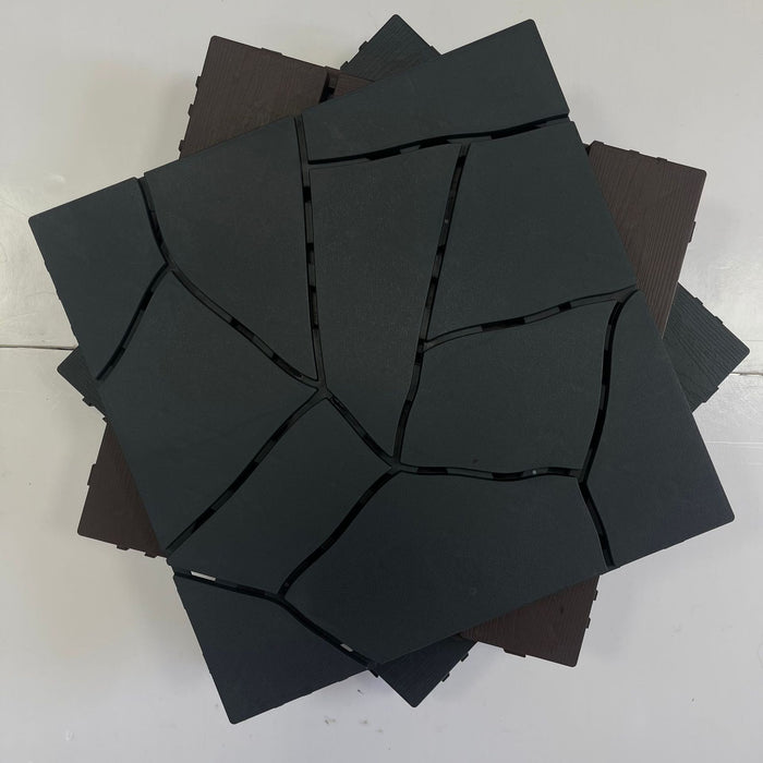 Deck Tiles - <b>GREYSTONE</b> - 1 Box of 44 Interlocking PP Flooring, with Recycled Premium Polypropylene | DECKO Lite (total of 44 sqft!)