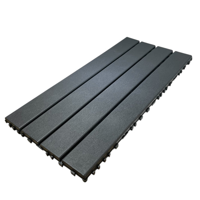 DECKO Lite PP Deck Tiles - GREYSTONE - 24" x 12" - Premium, 100% Recycled Polypropylene (Price/Tile)