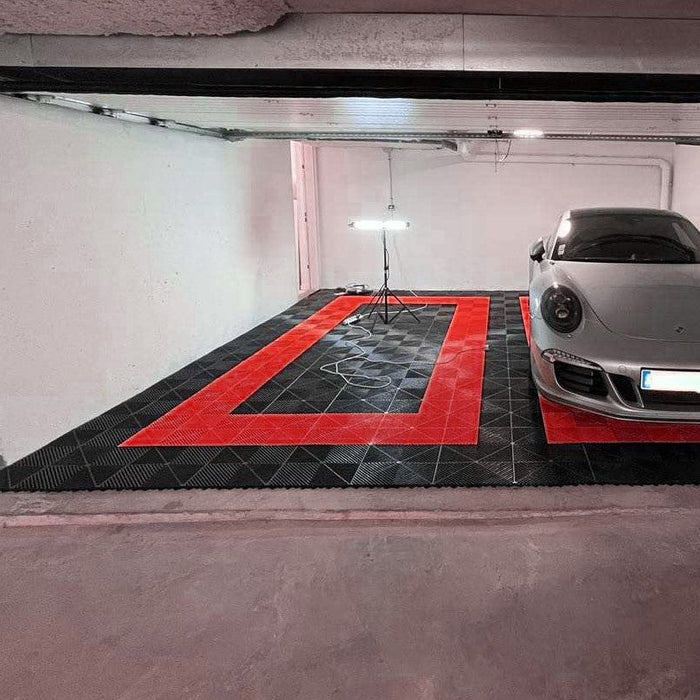 Garage Tile <b>Ramp Edge</b> for Interlocking Polypropylene Flooring | DECKO <b>DURANTE</b> (15.8" x 2.4" x 0.7") - (One Piece)