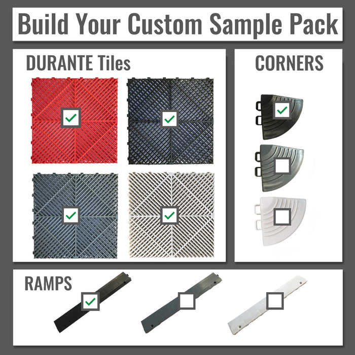 <b>Garage Tile Samples</b> - Interlocking Polypropylene Flooring - Build your Own Selection | DECKO - Fully Refundable (up to 6 items) with FREE Return