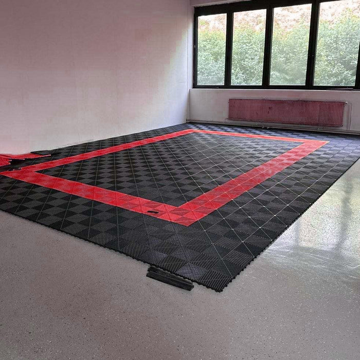 Garage Tile <b>Ramp Edge</b> for Interlocking Polypropylene Flooring | DECKO <b>DURANTE</b> (15.8" x 2.4" x 0.7") - (One Piece)