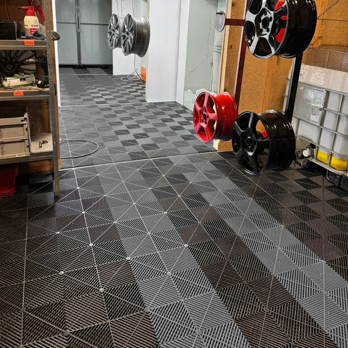 Garage Tile <b>Ramp Edge</b> for Interlocking Polypropylene Flooring | DECKO <b>DURANTE</b> (15.8" x 2.4" x 0.7") - (One Piece)