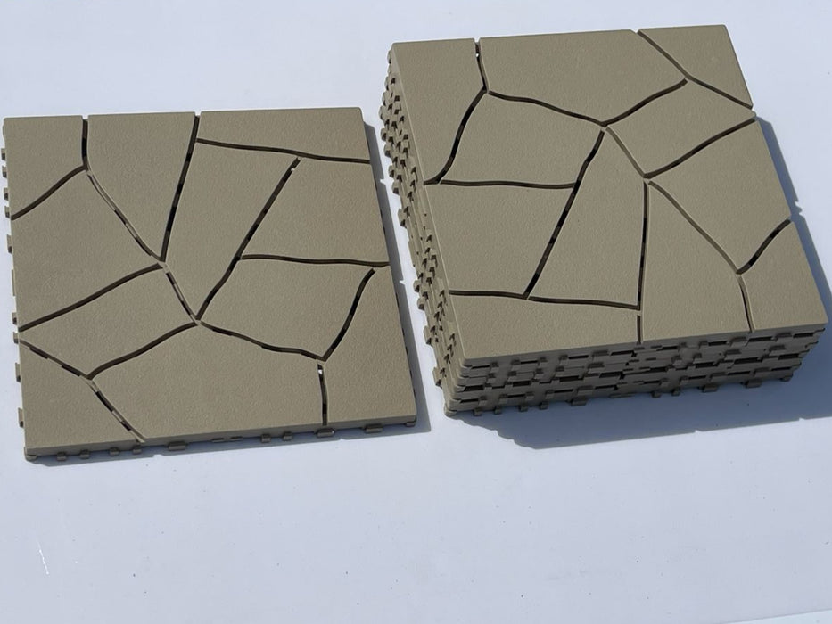 DECKO Lite PP Deck Tiles - BEIGESTONE - 12" x 12" - Premium, 100% Recycled Polypropylene (Price/Tile)