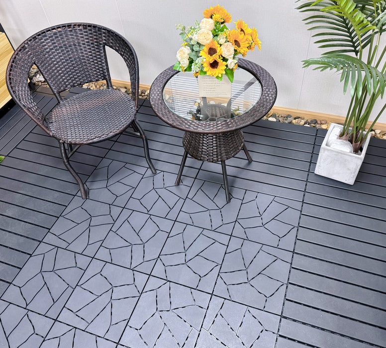 Deck Tiles - <b>GREYSLAT</b> - Interlocking PP Flooring, with Recycled Premium Polypropylene | DECKO Lite - (24" x 12" x 0.78" tile) - (One Piece)