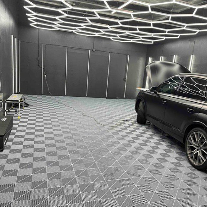Garage Tile <b>Corner</b> for Interlocking Polypropylene Flooring | DECKO <b>DURANTE</b> (2.4" x 2.4"  x 0.7") - (One Piece)