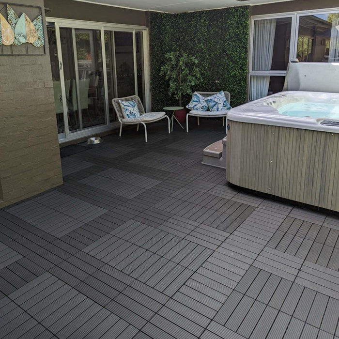 <b>Deck Tiles</b> - Premium WPC Interlocking - Box of 11 tiles = 10.86 sqft | DECKO