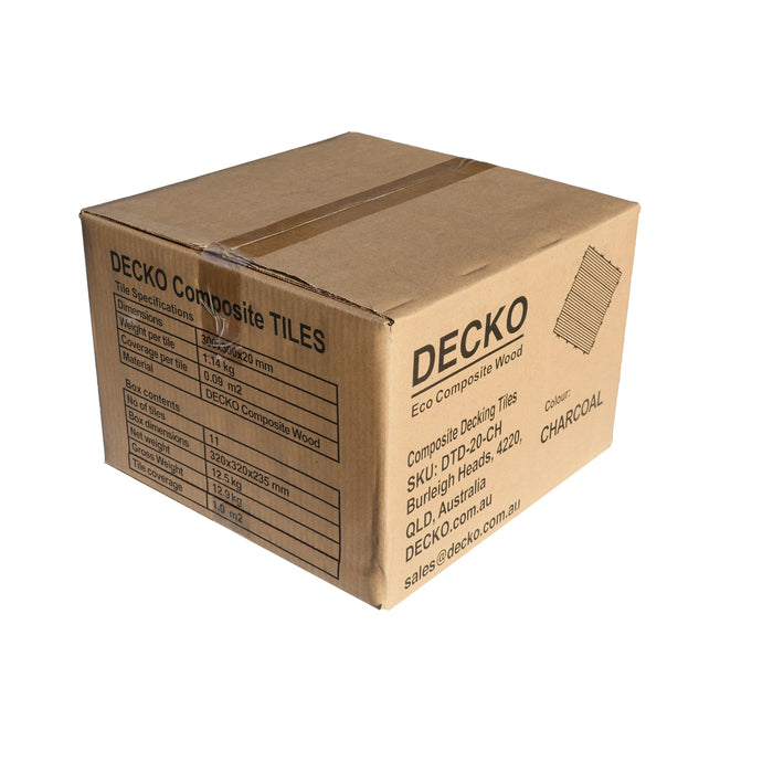 <b>Deck Tiles</b> - Premium WPC Interlocking - Box of 11 tiles = 10.86 sqft | DECKO