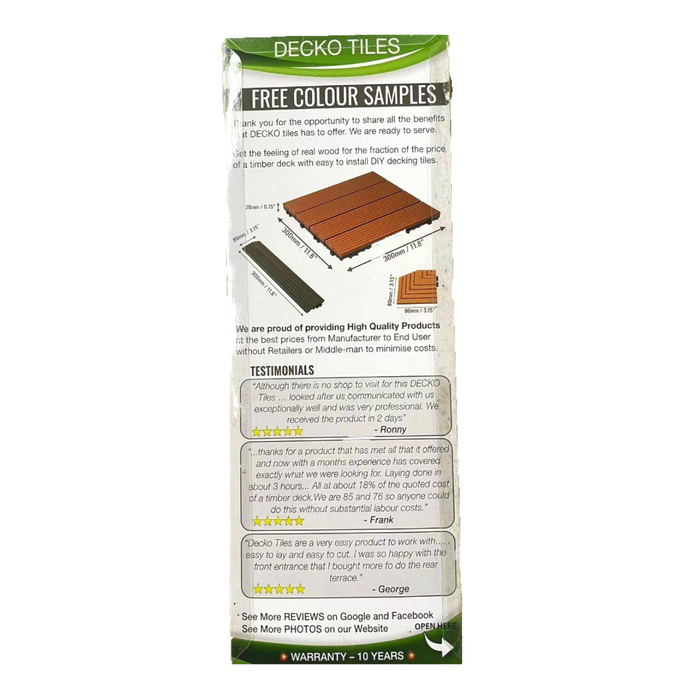 Deck Tile <b>Colour Sample</b> - Premium WPC Interlocking | DECKO - Free Delivery