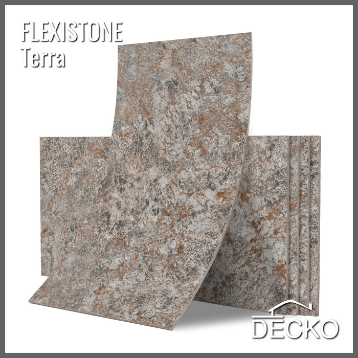 Flexible 3D Stone Wall Panels - GRANDE TERRA - Box of 5 serial panels (47.2" x 23.6") 38.75 sqft coverage | DECKO Flexistone (Copy)