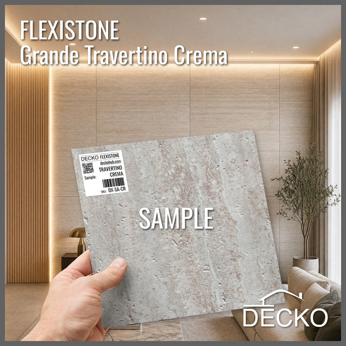 Flexible 3D Stone Wall Panel Sample - TRAVERTINO CREMA| DECKO Flexistone - Free Shipping