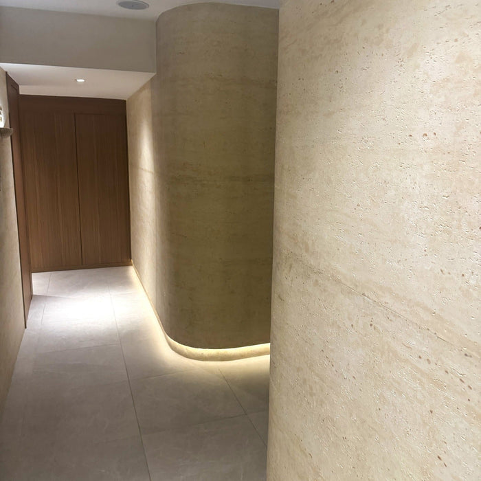 DECKO Flexistone  Stone Wall Panels – <b>PIETRA TRAVERTINO</b> - Box of 35.4" x 11.8" flexible stone panels