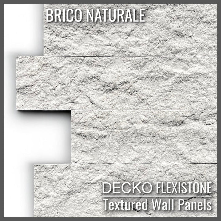 DECKO Flexistone Stone Wall Panels - <b>BRICO NATURALE</b> - Box of 12 Interlocking Peel-and-Stick Panels