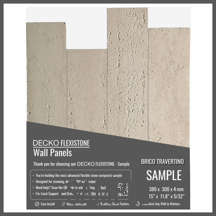 DECKO FLEXISTONE wall panel SAMPLE - BRICO TRAVERTINO - Free Shipping