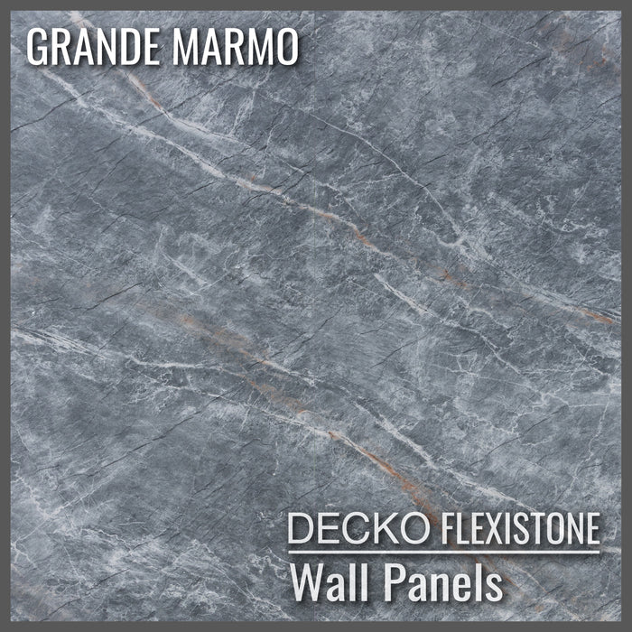 Flexible 3D Stone Wall Panels - <b>GRANDE MARMO</b> - Box of 5 serial panels (47.2" x 23.6") <b>38.75 sqft </b> coverage | DECKO Flexistone