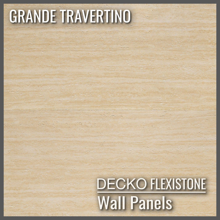 Flexible 3D Stone Wall Panels - <b>GRANDE TRAVERTINO</b> - Box of 6 panels (47.2" x 23.6") <b>46.5 sqft</b> coverage | DECKO Flexistone