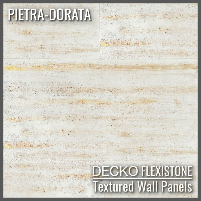 DECKO Flexistone Textured Stone Wall Panels – PIETRA DORATA – Box of 6 Panels (47.2" x 23.6" each)