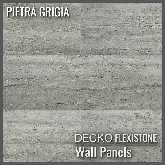 Flexible 3D Stone Wall Panels - <b>PIETRA GRIGIA</b> - Box of 16 panels (35.4" x 11.8") <b>46.5 sqft </b> coverage | DECKO Flexistone